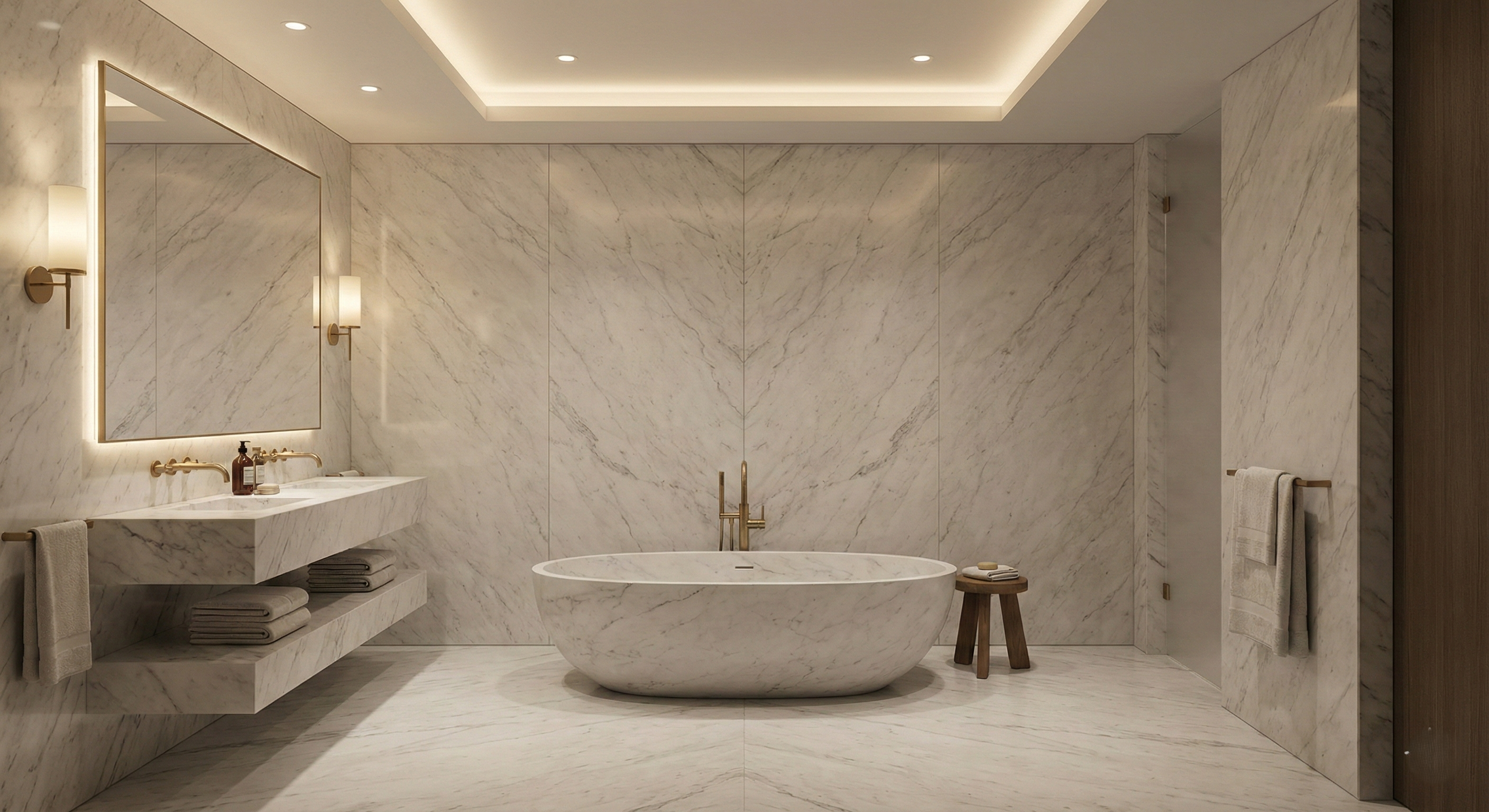 Bianco Carrara Gioia marble design - Bespoke interior design projects and luxury architectural solutions. - Apuan Heritage Italy